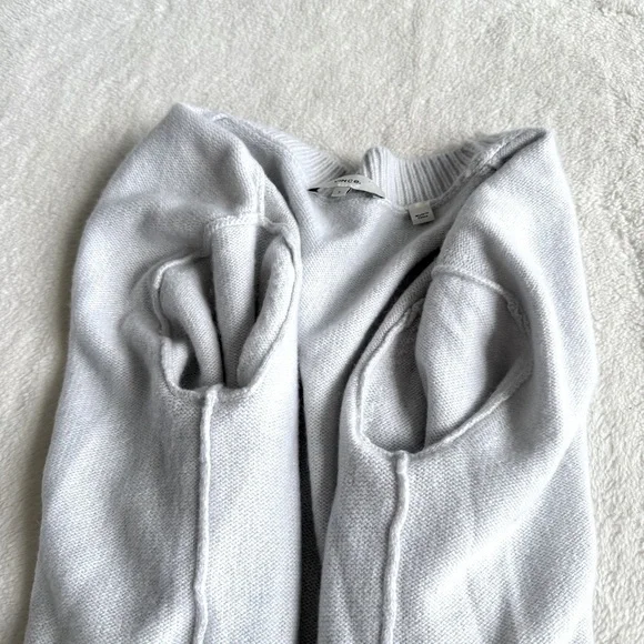 Vince Cashmere Gray V-neck Ribbed Hem Long Sleeve Sweater S